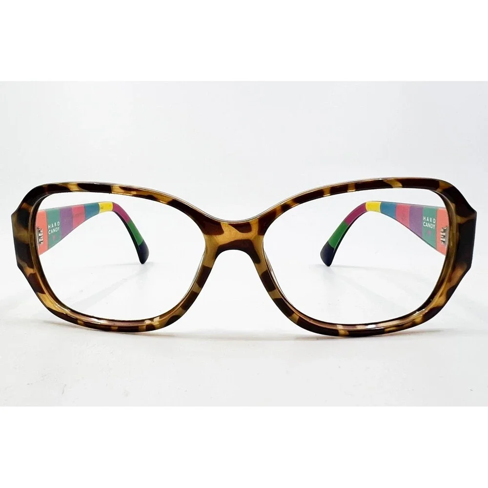 Hard Candy Eyeglasses Women Brown Tortoise Rainbow HS14 57-15-138